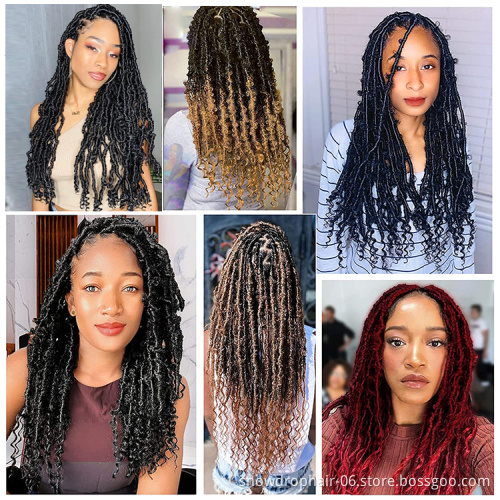 Julianna Handmade Short Ombre Synthetic Braiding Hair Extension Faux Curly Butterfly Lock Crochet Braids Crochet Hair